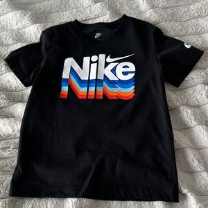 Nike Kids 6-7 Large Black Tee with Colorful Logo